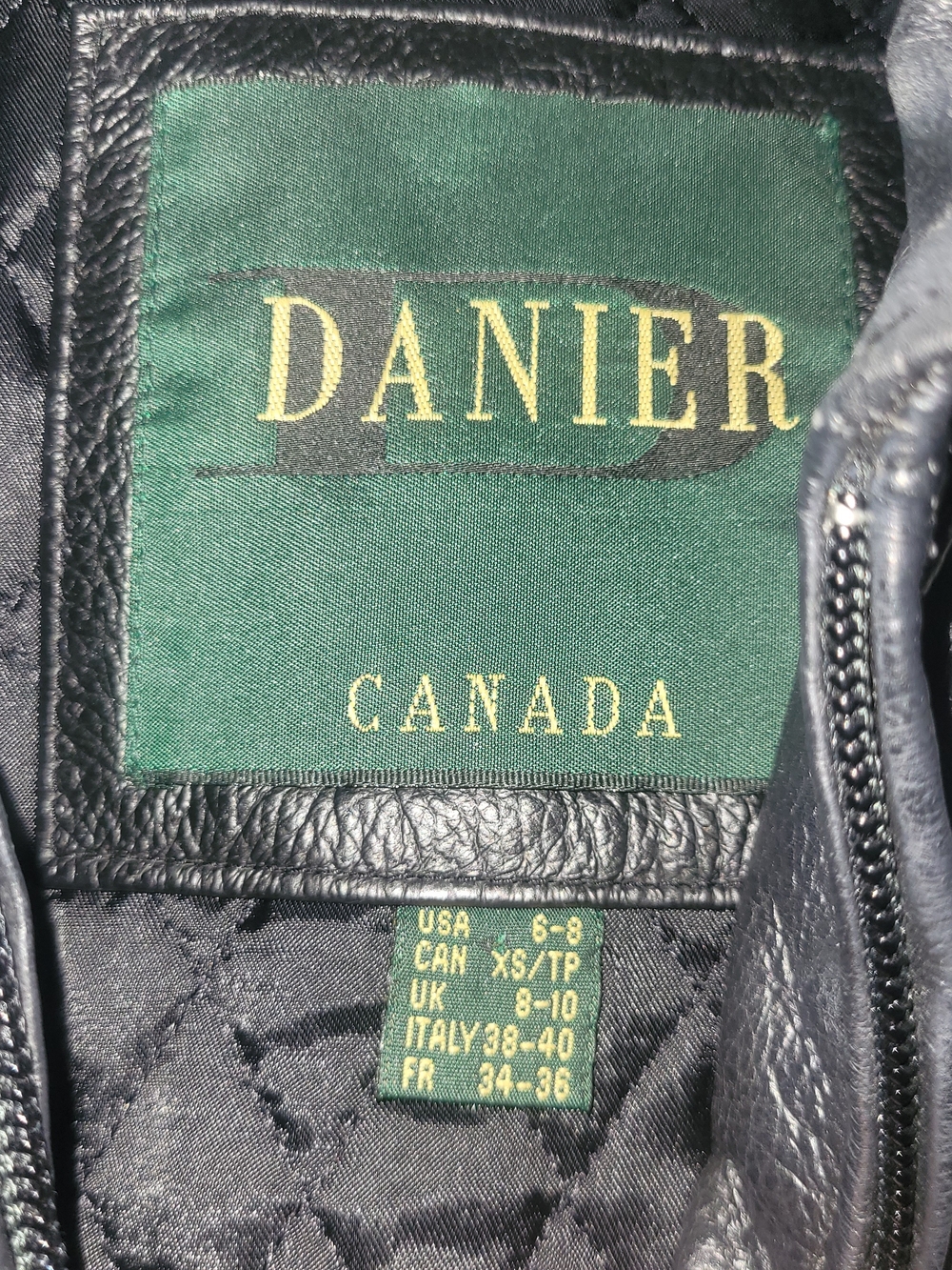 Danier Men's Black Classic Leather Zip-Front Jacket Size 6-8 - Picture 6 of 6